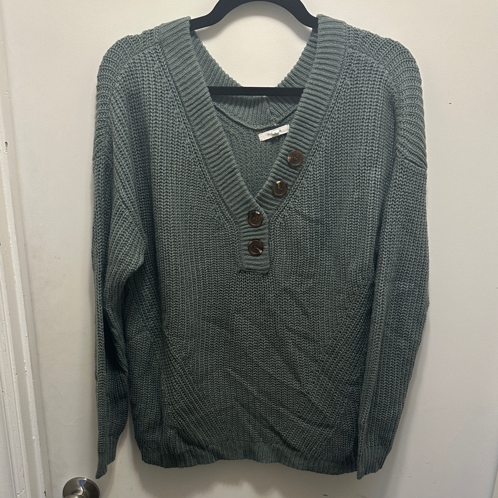 Maurices Women's Sage Green V-Neck Button Sweater